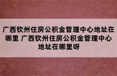 广西钦州住房公积金管理中心地址在哪里 广西钦州住房公积金管理中心地址在哪里呀